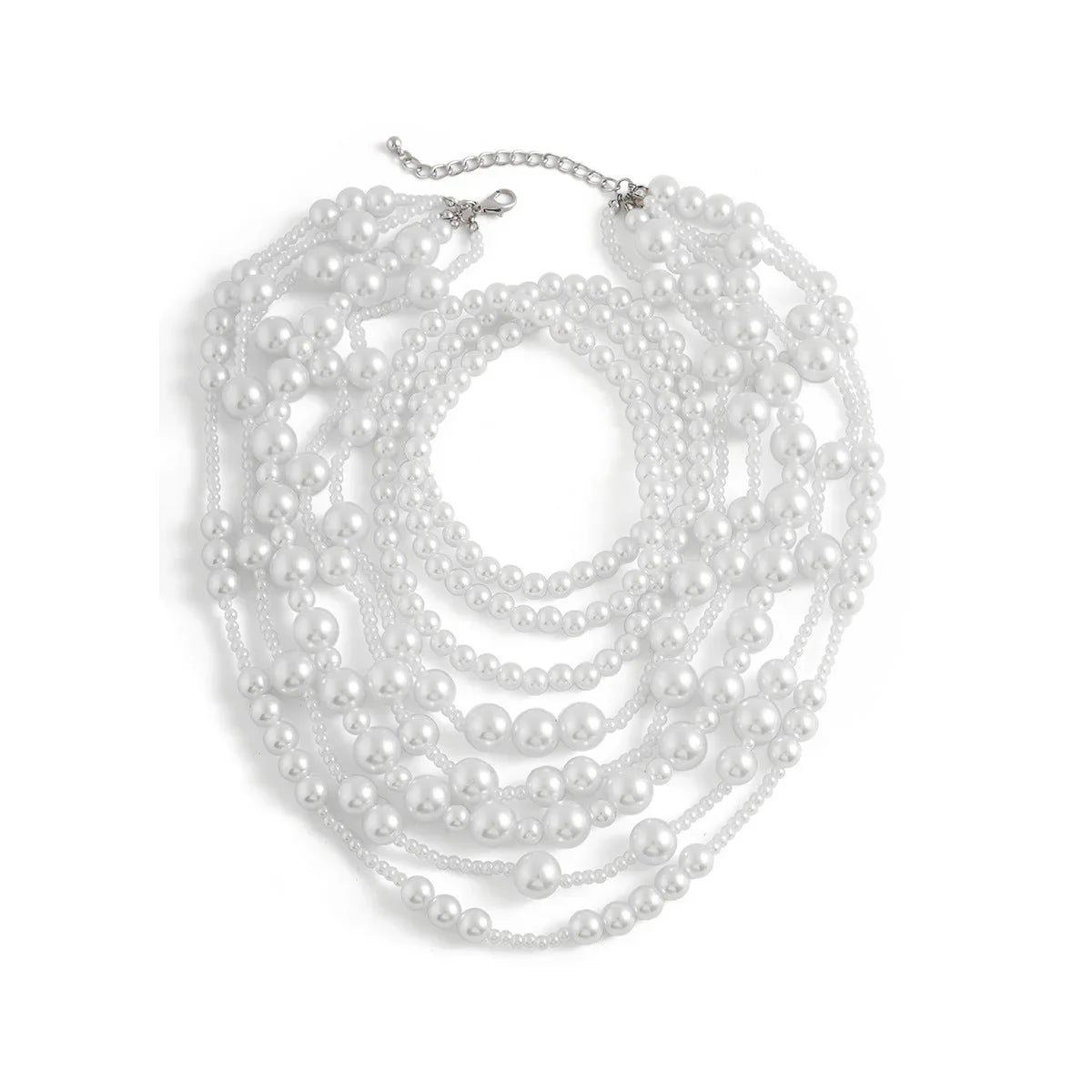 multi-layer imitation pearl necklace women's dress fashionable bride's small fragrance bead necklaces set - Johns Direct