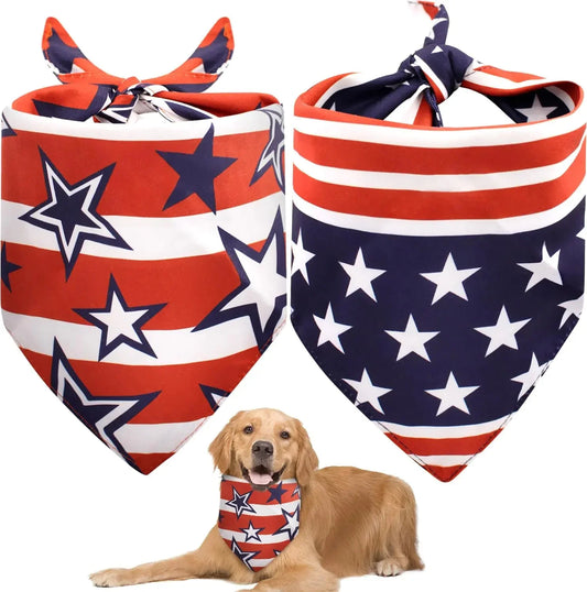 Patriotic 4th of July American flag dog bandanas 2 pack
