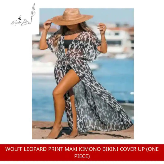 WOLFF Leopard Print Maxi Kimono Bikini Cover Up (One Piece) by@Outfy