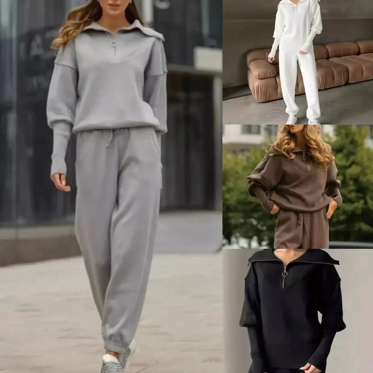 Women’s casual zip-up sweatshirts and jogger pants sets