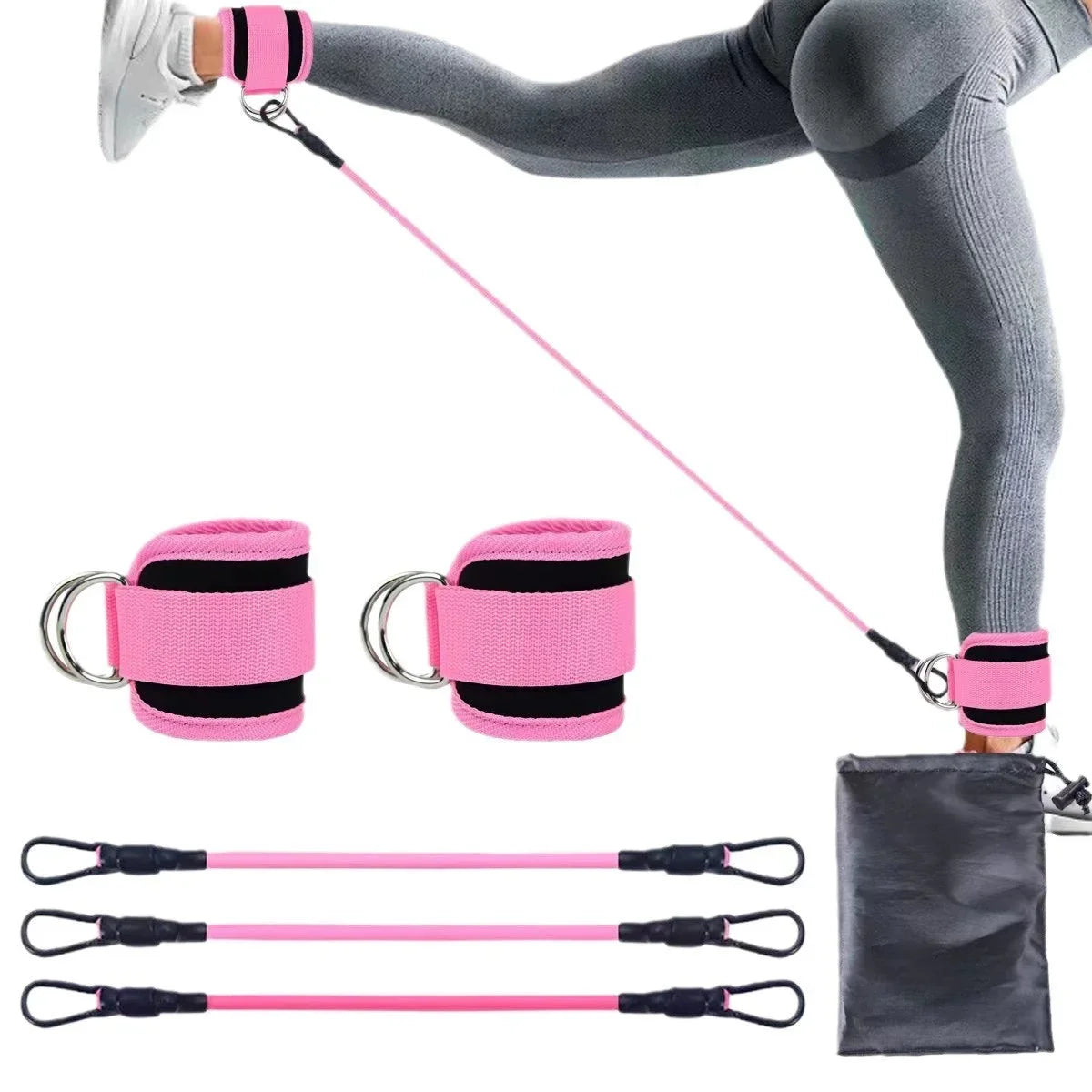 Ankle Strap Resistance Bands Hip Leg Strength Pull Rope Fitness Elastic Training Home Yoga Pilate Crossfit Workout Gym Equipment - Johns Direct