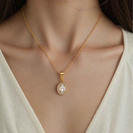 Red Style Light Luxury Rhinestone Zircon Stainless Steel Necklace Women's High-grade Earrings - Johns Direct