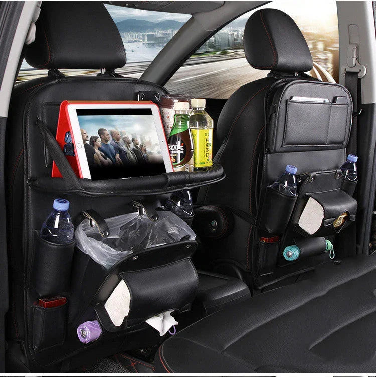 PU Leather Car Storage Bag Multifunction Seat Back Tray Hanging Bag Waterproof Car Organizer Automotive Interior Accessories - Johns Direct