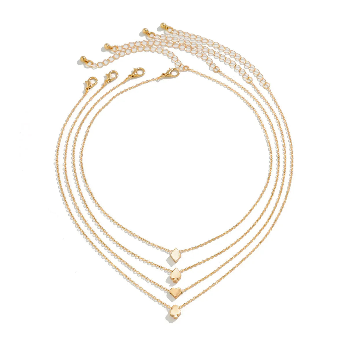 Multi layered fashion necklace necklaces, metal circular triangular heart-shaped chain - Johns Direct