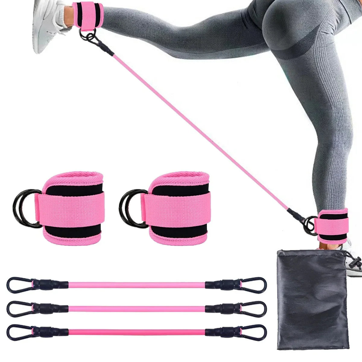Ankle Strap Resistance Bands Hip Leg Strength Pull Rope Fitness Elastic Training Home Yoga Pilate Crossfit Workout Gym Equipment - Johns Direct