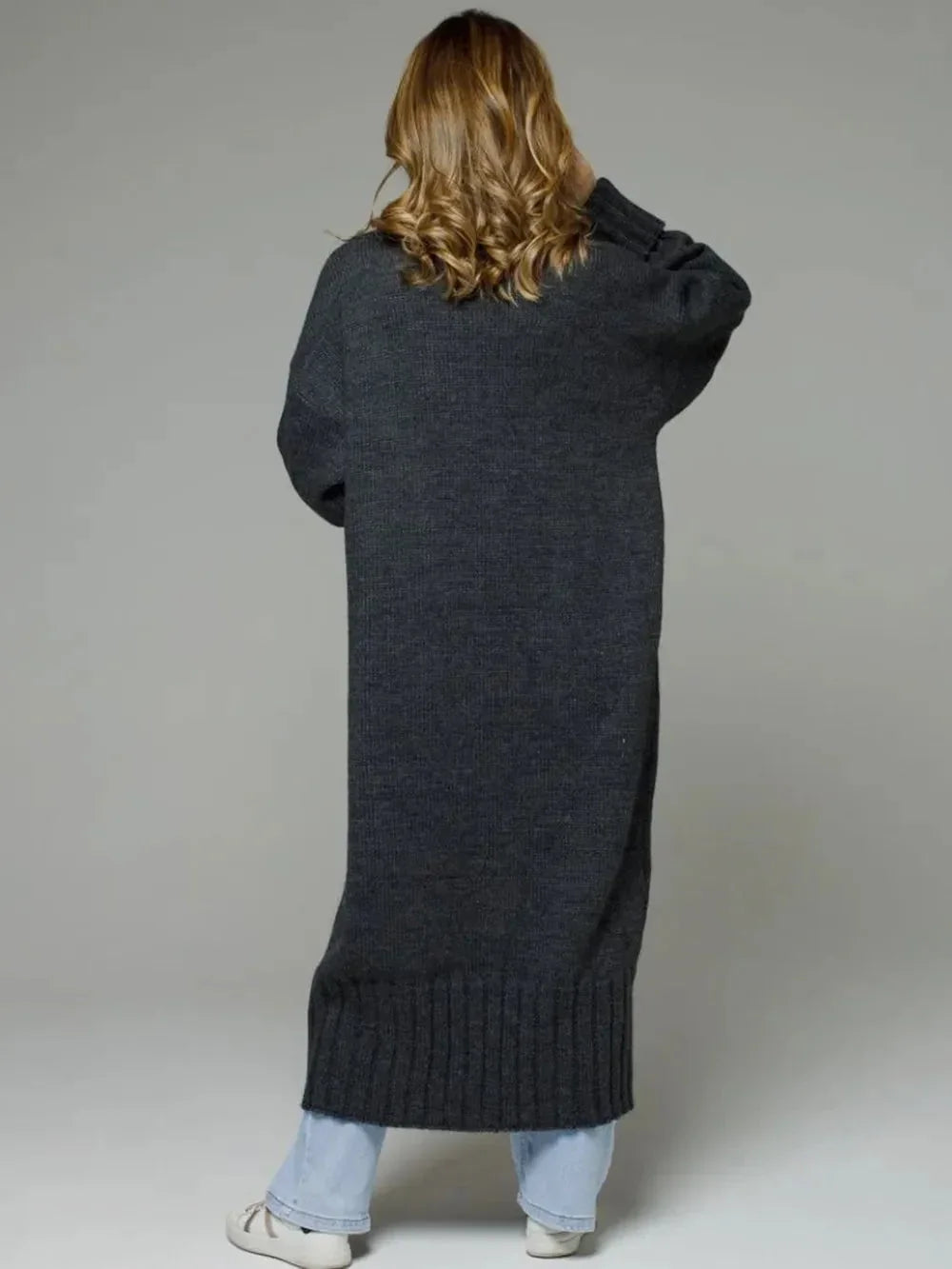 Pocketed Open Front Dropped Shoulder Cardigan - Johns Direct