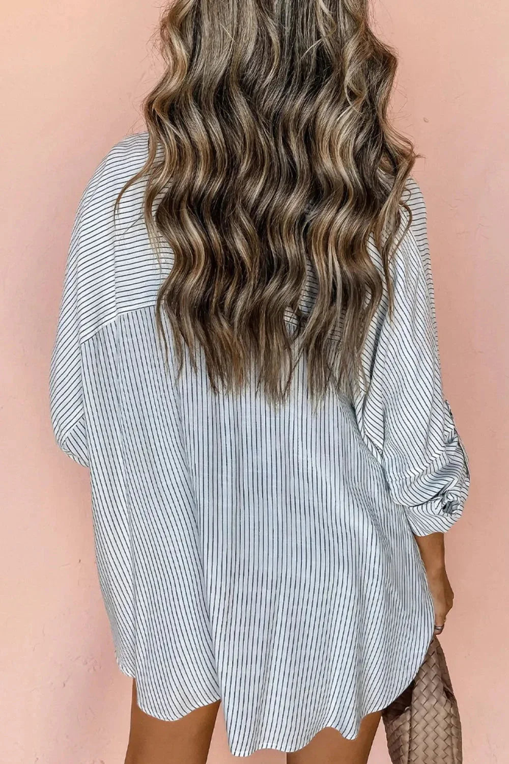 Striped Collared Neck Long Sleeve Shirt - Johns Direct