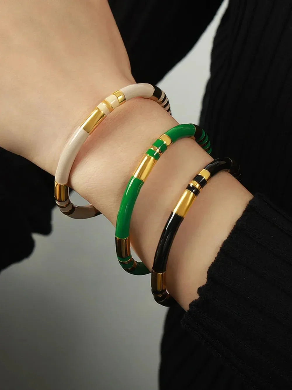 Enamel Titanium Steel Cuff Bracelet - Johns Direct