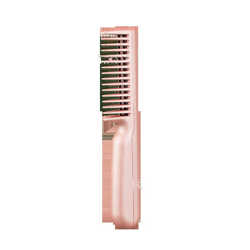 2 In 1 Wireless Straight Hair Comb Portable USB Charging Negative -Ion Smoothing Straightener Curling Comb Hair Brush - Johns Direct
