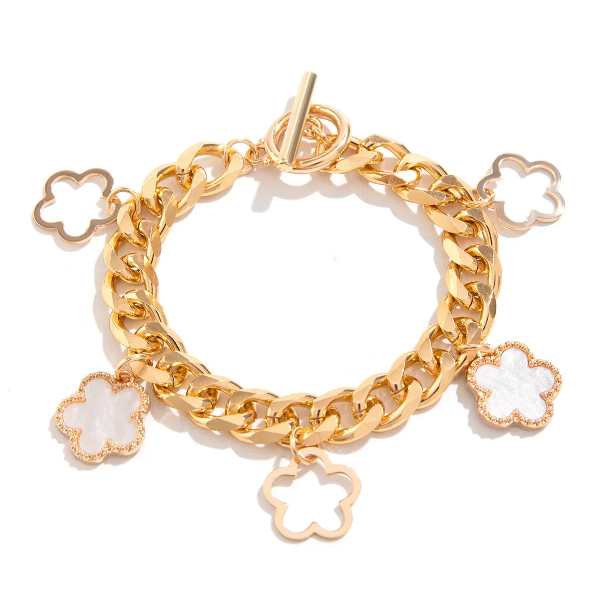 French elegant five leaf clover minimalist style necklace with sweet turquoise patterned flowers necklaces - Johns Direct