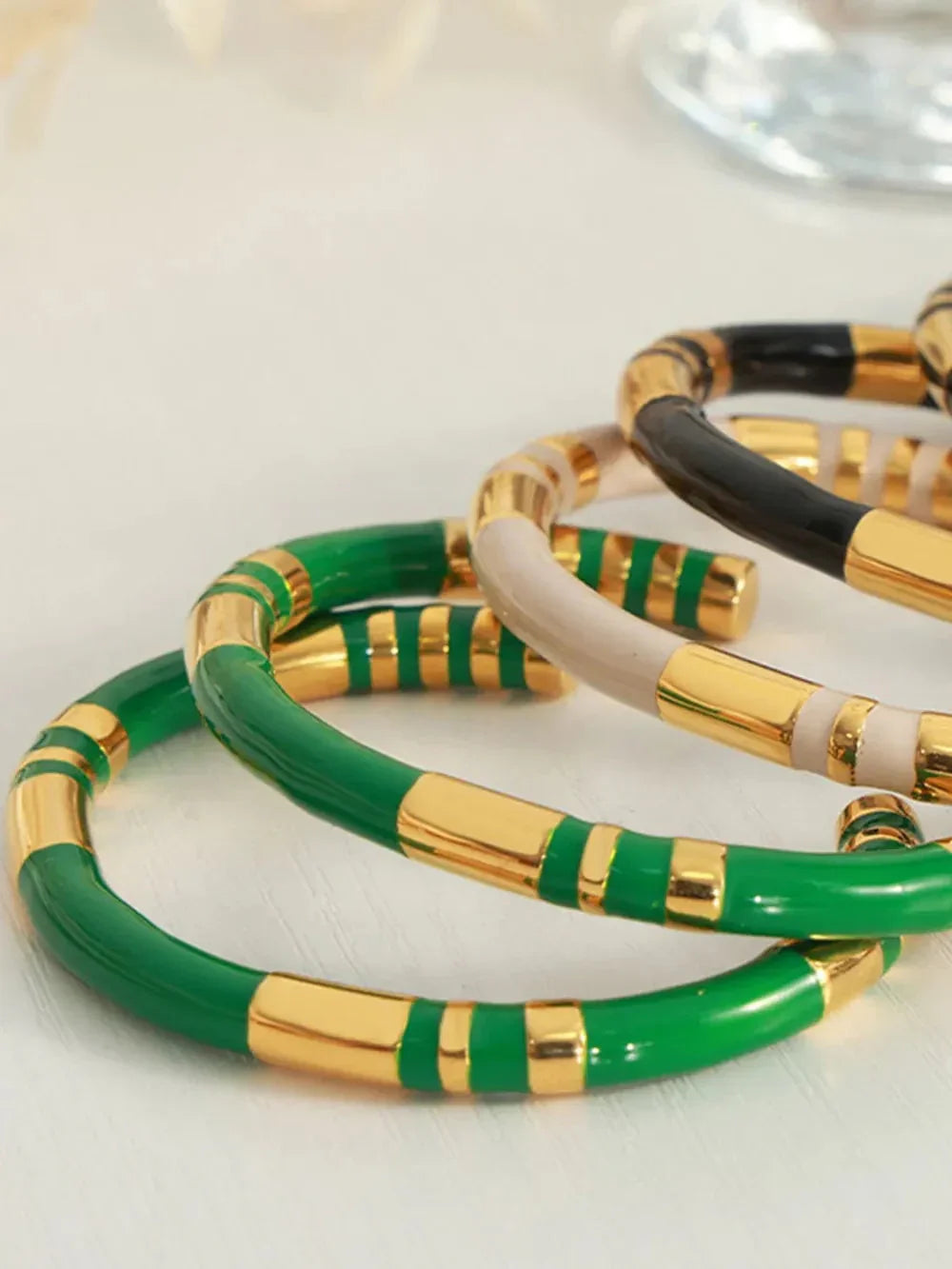 Enamel Titanium Steel Cuff Bracelet - Johns Direct