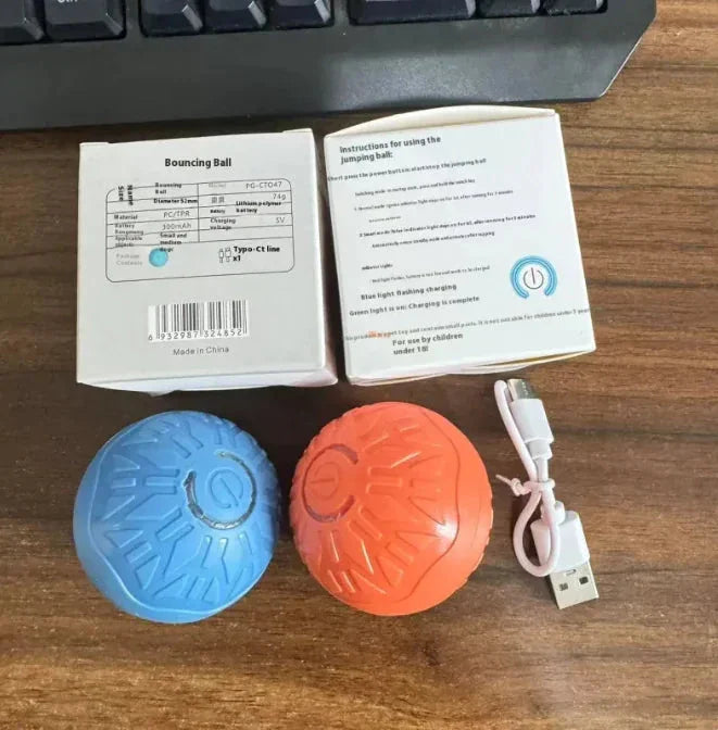 Blue and orange electric jumping balls with USB charger