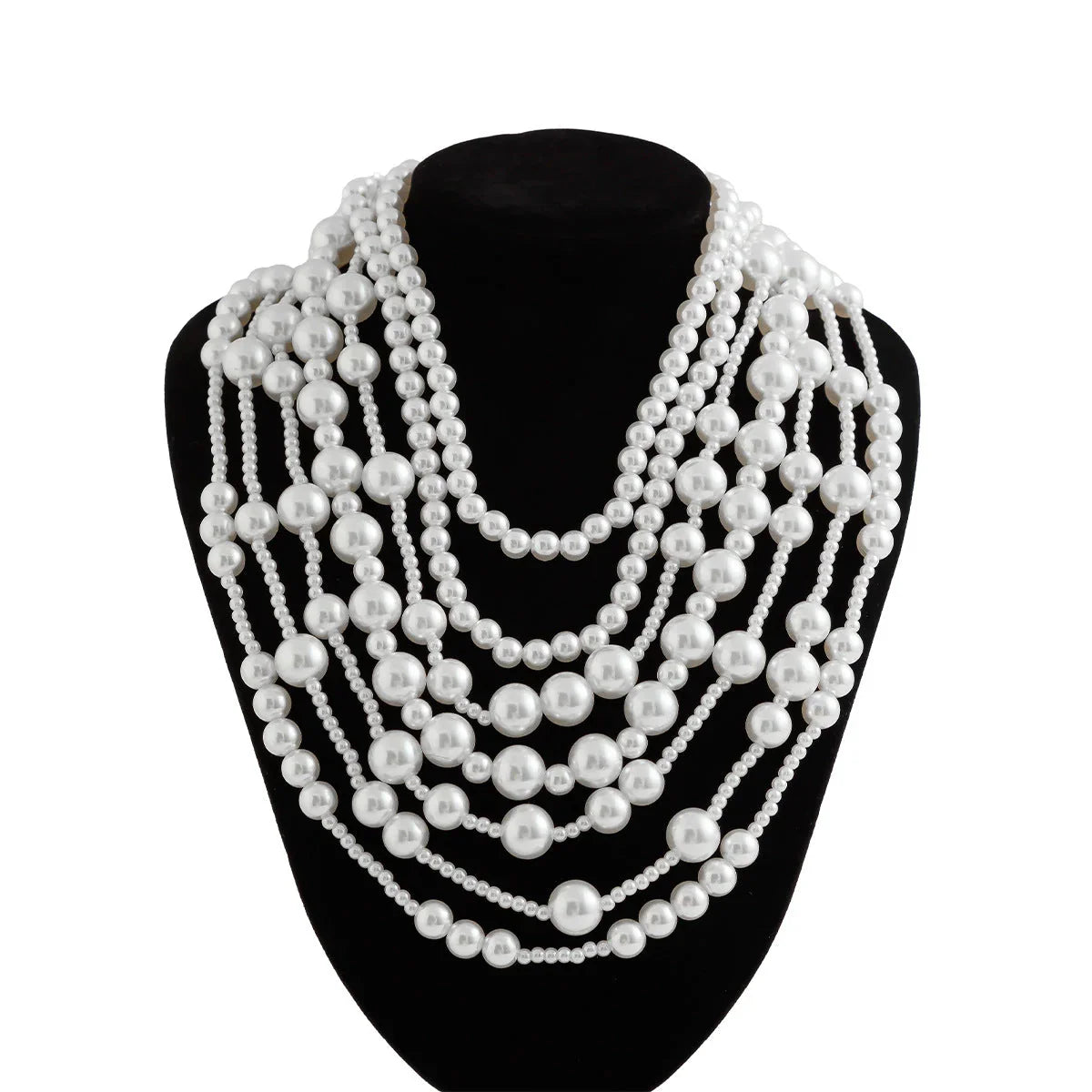 multi-layer imitation pearl necklace women's dress fashionable bride's small fragrance bead necklaces set - Johns Direct