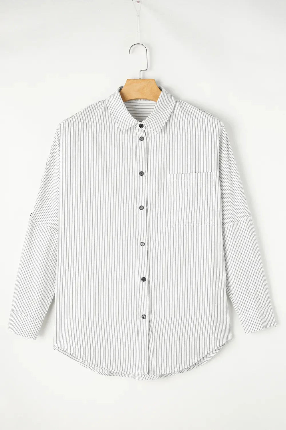 Striped Collared Neck Long Sleeve Shirt - Johns Direct