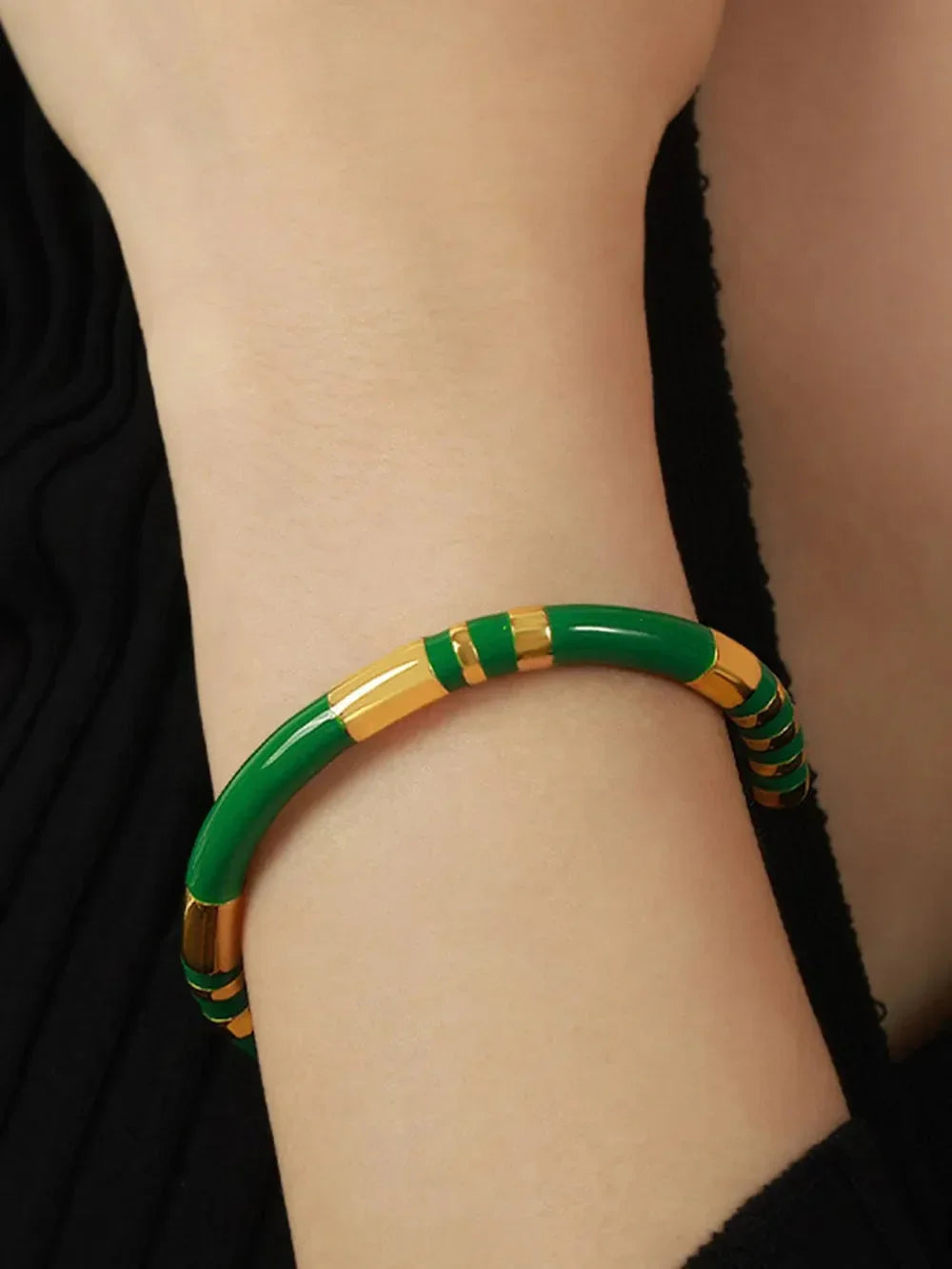 Enamel Titanium Steel Cuff Bracelet - Johns Direct