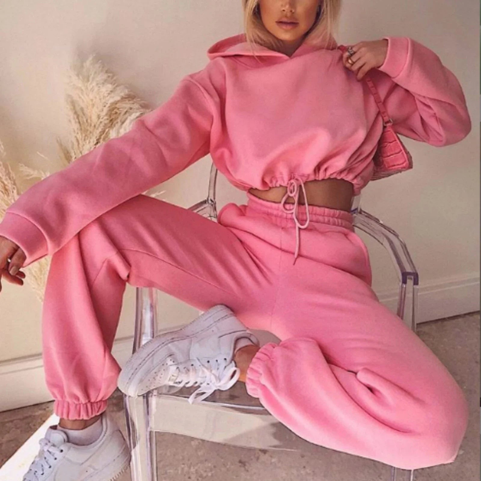 Jogging Suits For Women 2 Piece Sweatsuits Tracksuits Sexy Long Sleeve HoodieCasual Fitness Sportswear - Johns Direct