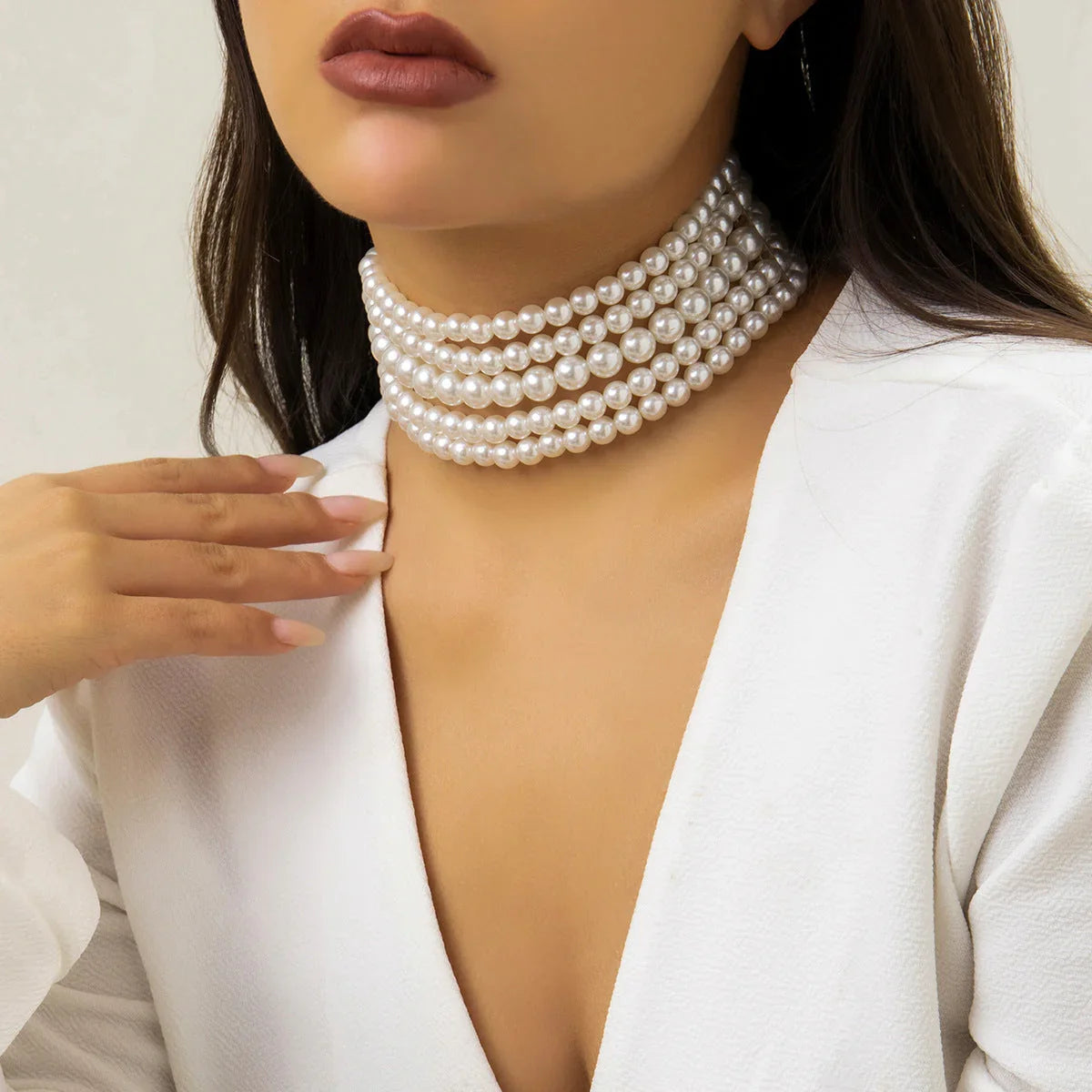 Popular Necklaces Handmade Multi layer Pearl Necklaces Neck Accessories Female Choker - Johns Direct