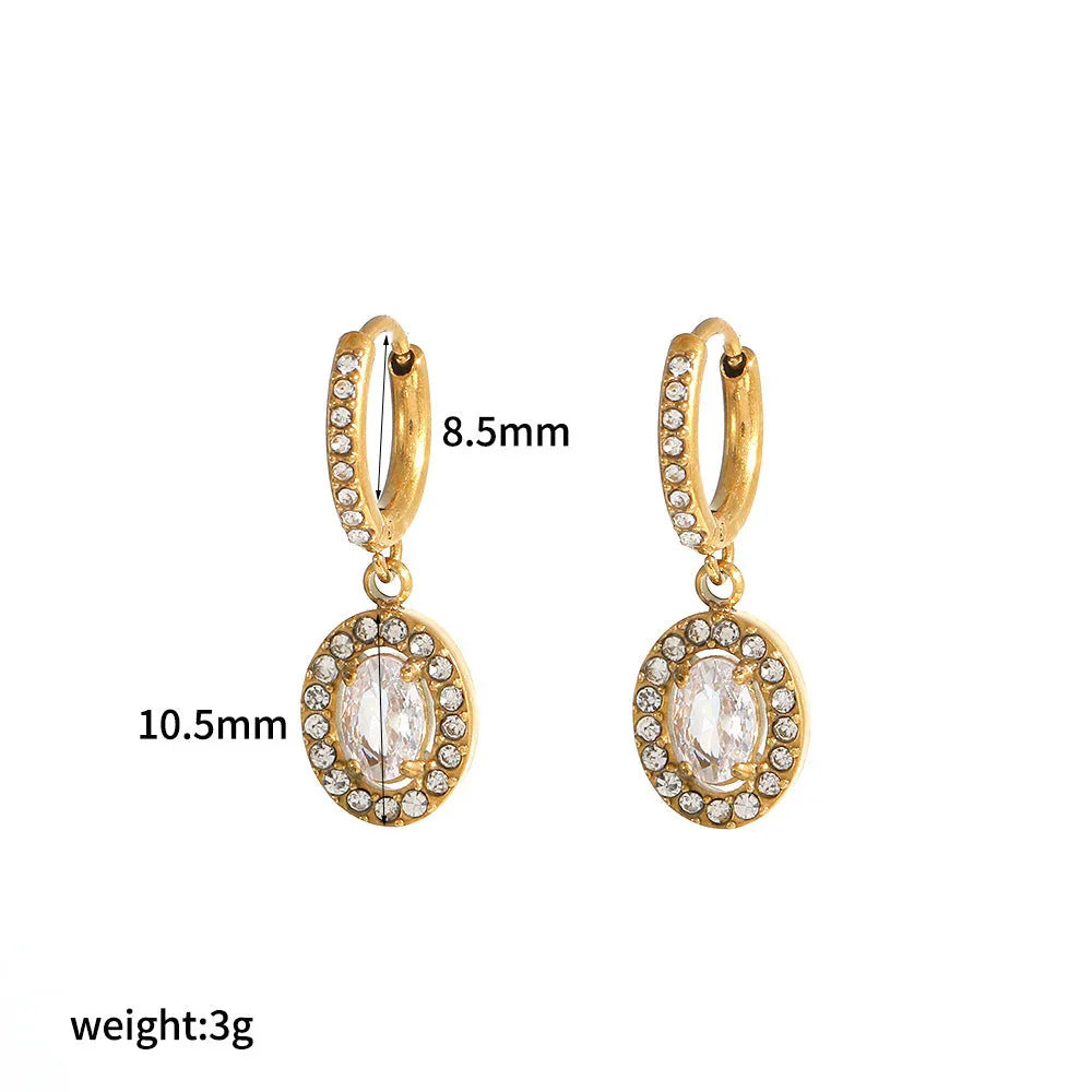 Red Style Light Luxury Rhinestone Zircon Stainless Steel Necklace Women's High-grade Earrings - Johns Direct