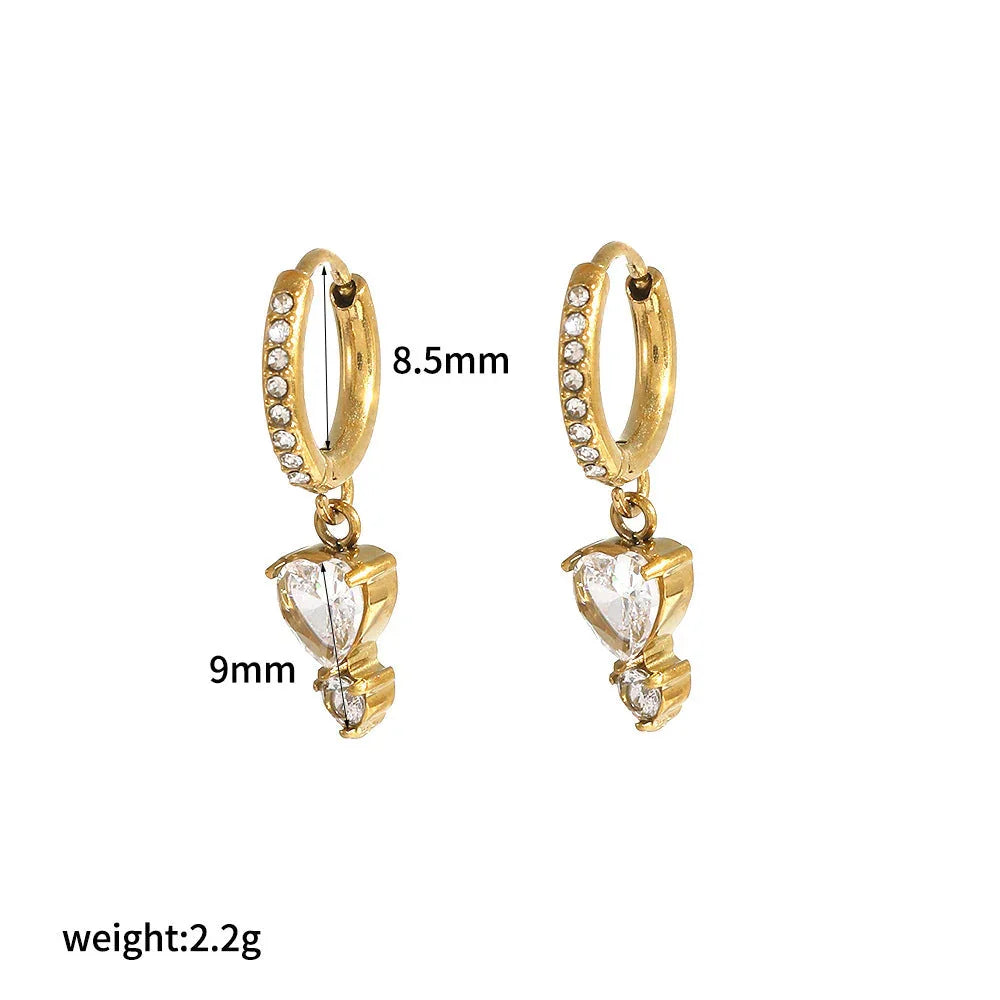 Red Style Light Luxury Rhinestone Zircon Stainless Steel Necklace Women's High-grade Earrings - Johns Direct