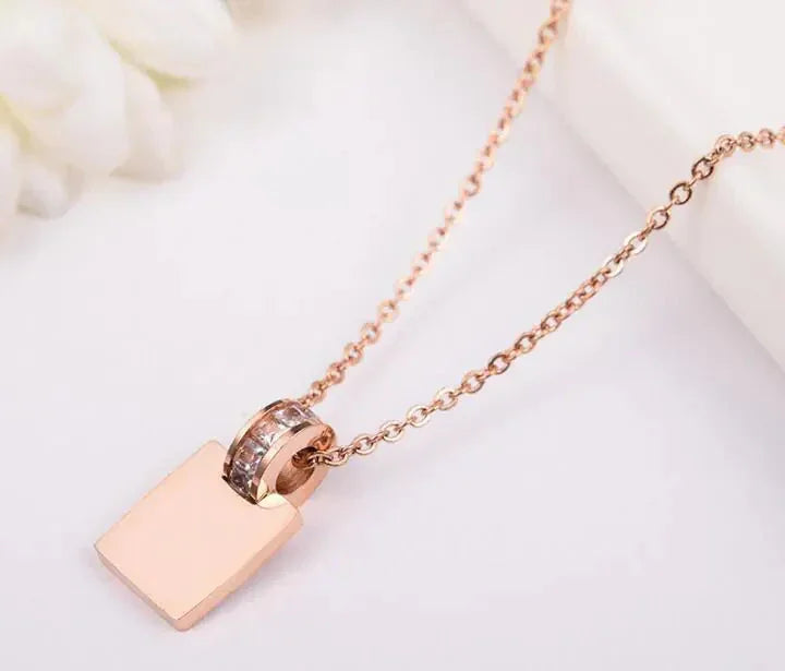 18K Rose Gold Plated Titanium Steel Letter Necklace - Johns Direct