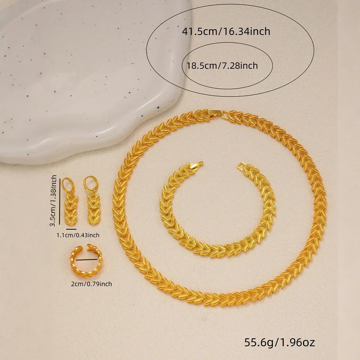 5pcs Retro Elegant 18k Gold Maple Leaf Women's Jewelry Set, Temperament Bridal Jewelry - Johns Direct