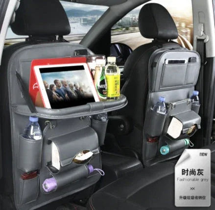 PU Leather Car Storage Bag Multifunction Seat Back Tray Hanging Bag Waterproof Car Organizer Automotive Interior Accessories - Johns Direct