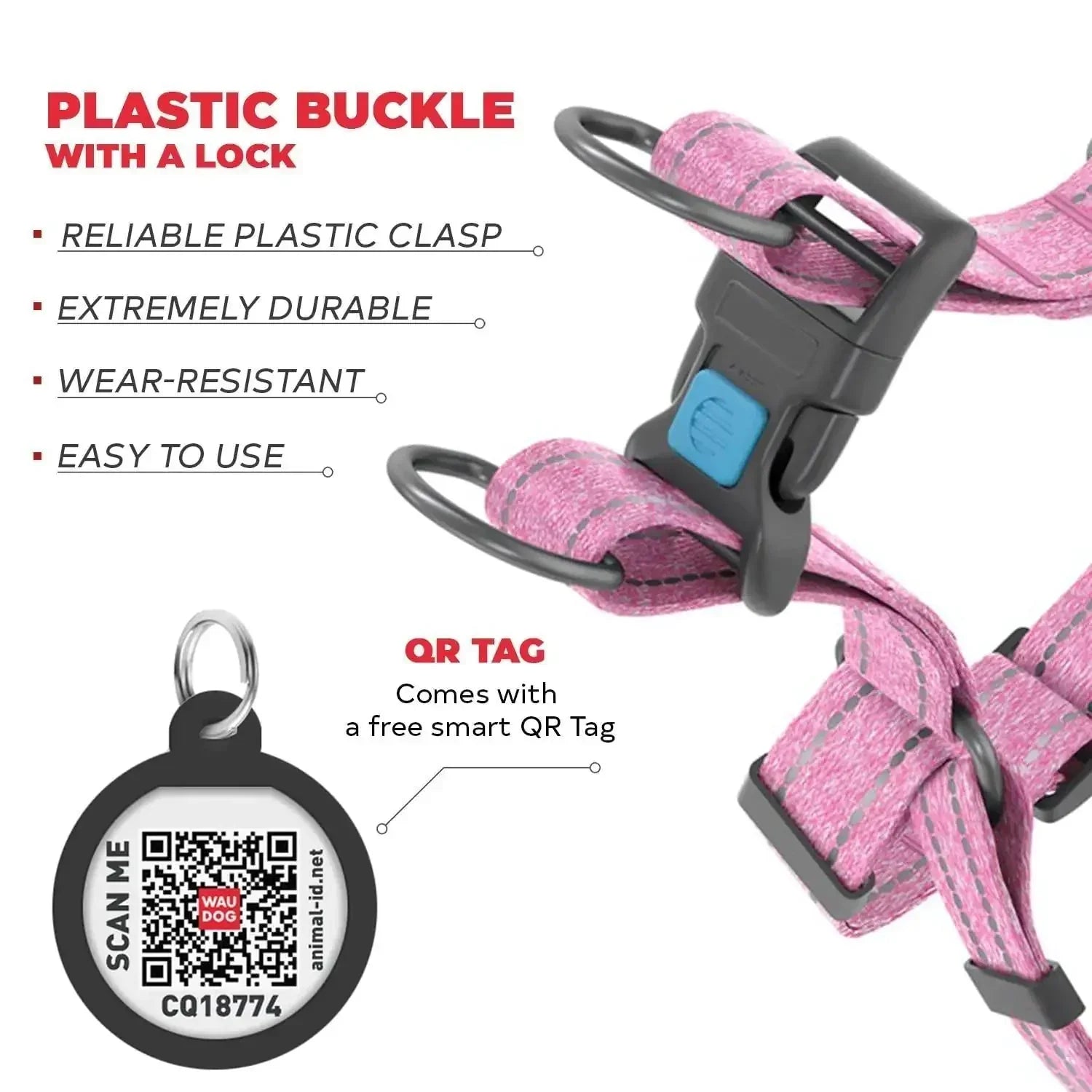 Eco-Friendly Pink Cotton Small Dog Harness - Johns Direct