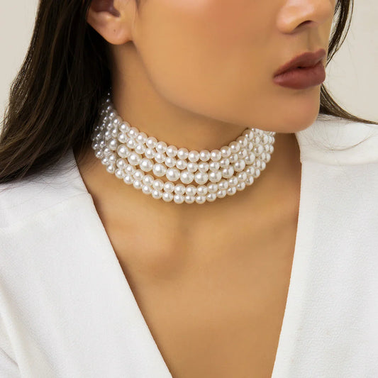 Popular Necklaces Handmade Multi layer Pearl Necklaces Neck Accessories Female Choker - Johns Direct