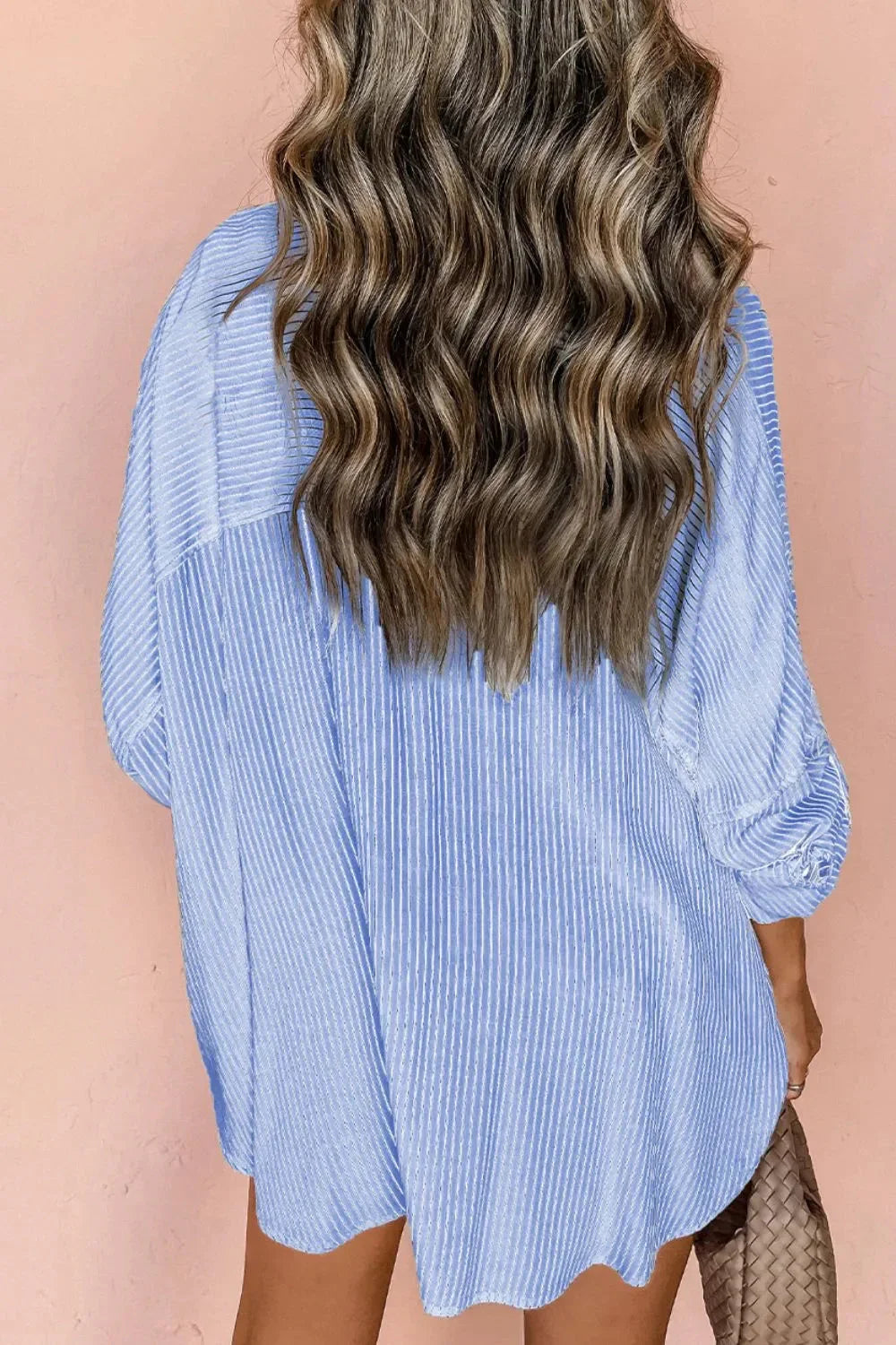 Striped Collared Neck Long Sleeve Shirt - Johns Direct