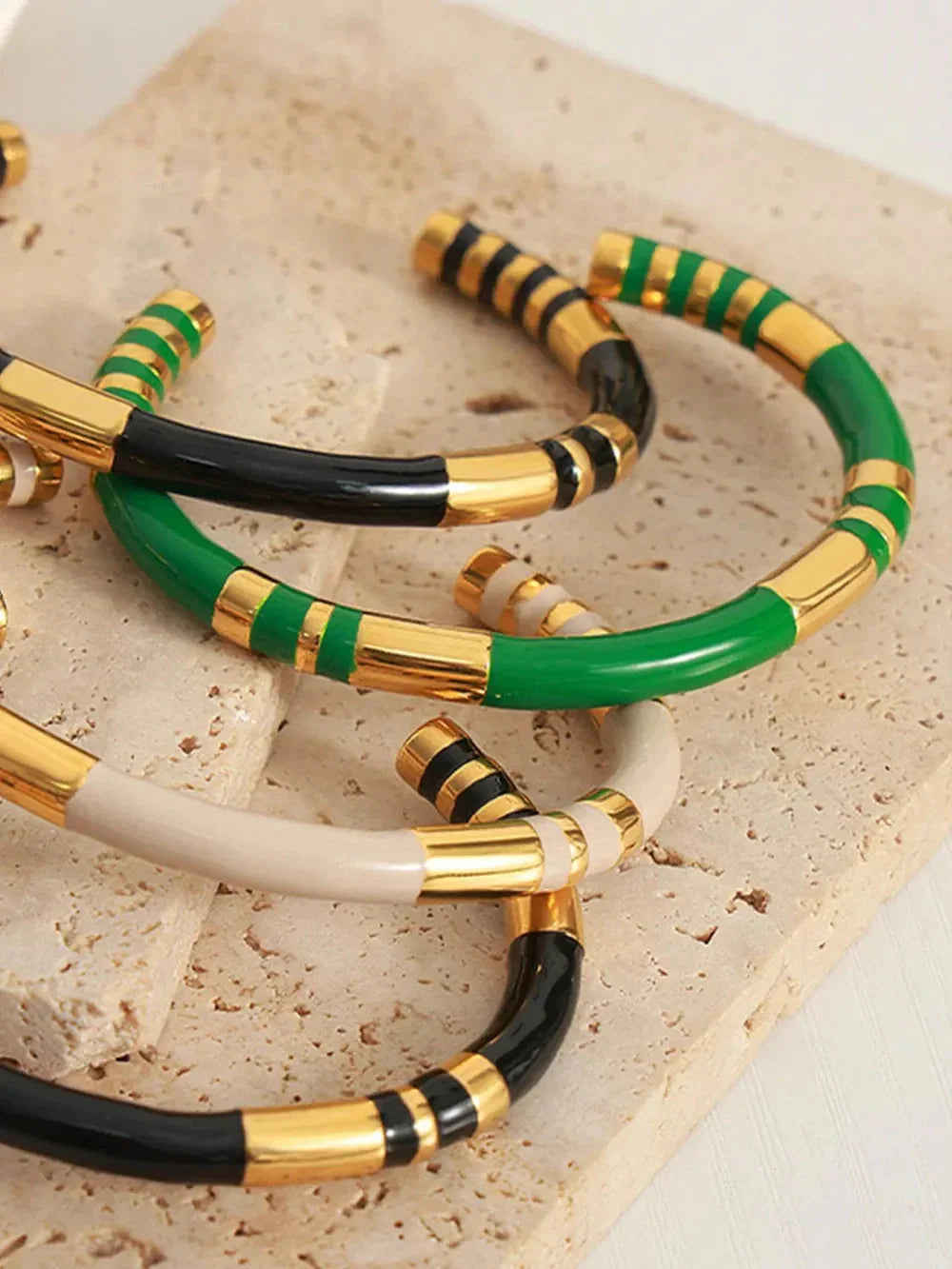 Enamel Titanium Steel Cuff Bracelet - Johns Direct