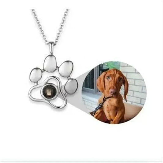 Custom Pet Photo Pendant Necklaces Footprints Cat Dog Paw 100 Languages I Love You Necklace Projection Memory Jewelry - Johns Direct