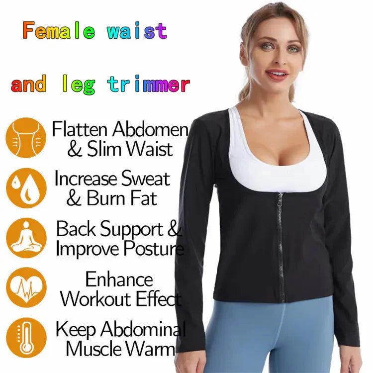 Women’s waist and leg trimmer fitness jacket