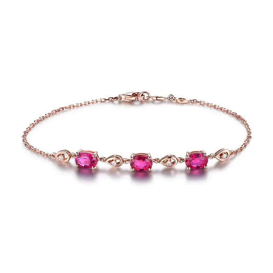 Imitation Red Tourmaline Color Gem Bracelet - Johns Direct