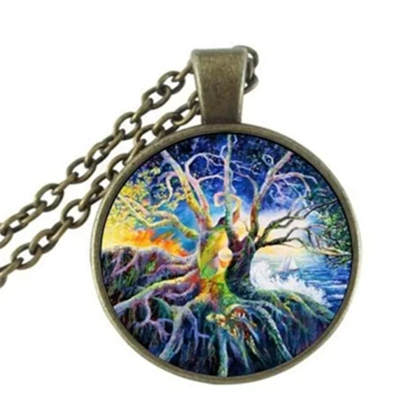Tree of Life Glass Pendant Necklace - Johns Direct