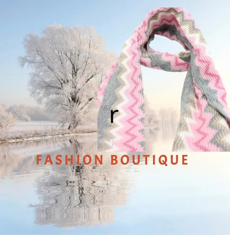 Multicolored pink and gray zigzag unisex scarf