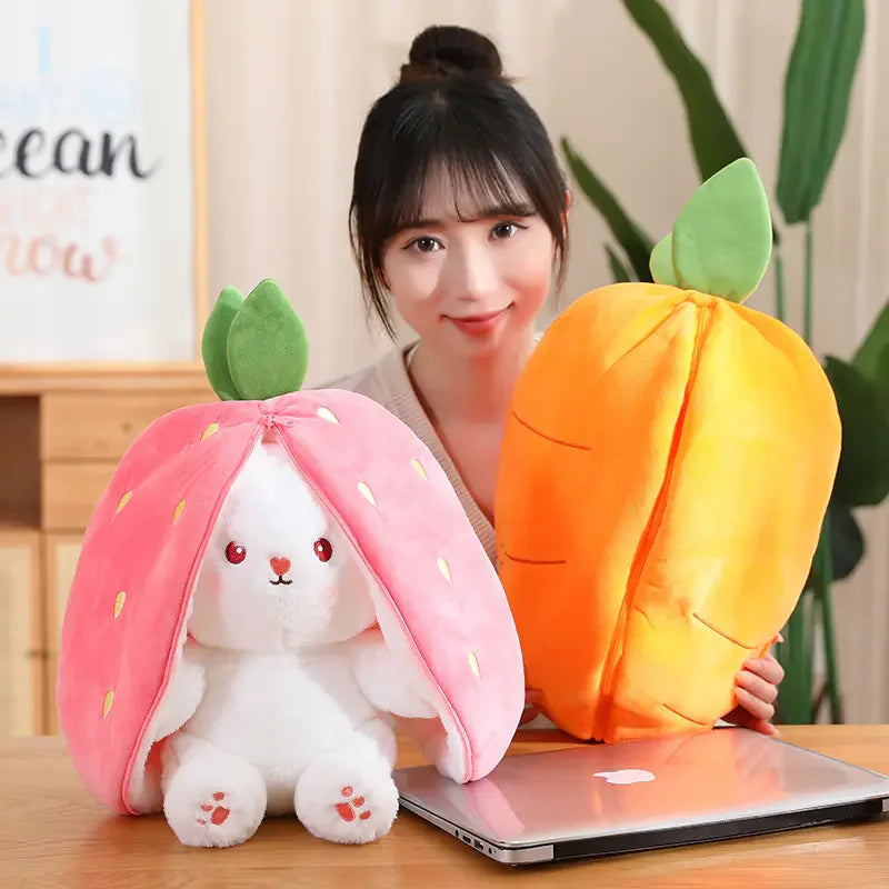 Cute Strawberry Radish Bunny Plush Toy Doll - Johns Direct
