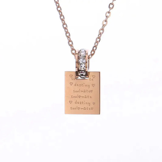 18K Rose Gold Plated Titanium Steel Letter Necklace - Johns Direct