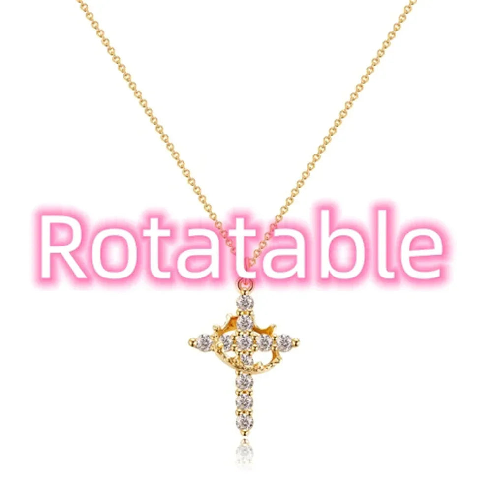 Rotatable Cross Crown Necklace - Johns Direct