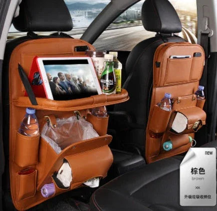 PU Leather Car Storage Bag Multifunction Seat Back Tray Hanging Bag Waterproof Car Organizer Automotive Interior Accessories - Johns Direct