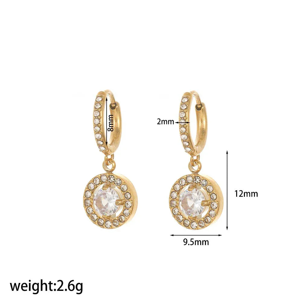 Red Style Light Luxury Rhinestone Zircon Stainless Steel Necklace Women's High-grade Earrings - Johns Direct