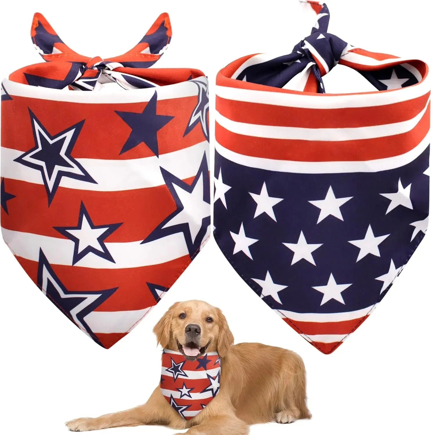 Patriotic 4th of July American flag dog bandanas 2 pack