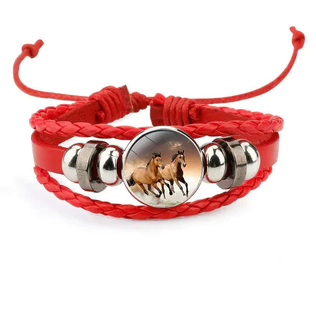 Handmade Multi-Color Leather Cartoon Horse Design - Johns Direct