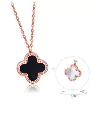 18K Rose Gold Lucky Double-Sided Clover Necklace - Johns Direct