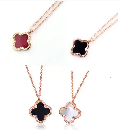18K Rose Gold Lucky Double-Sided Clover Necklace - Johns Direct