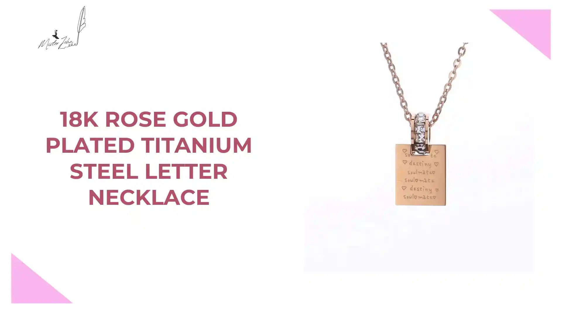 18K Rose Gold Plated Titanium Steel Letter Necklace by@Outfy