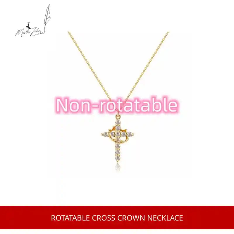 Rotatable Cross Crown Necklace by@Outfy