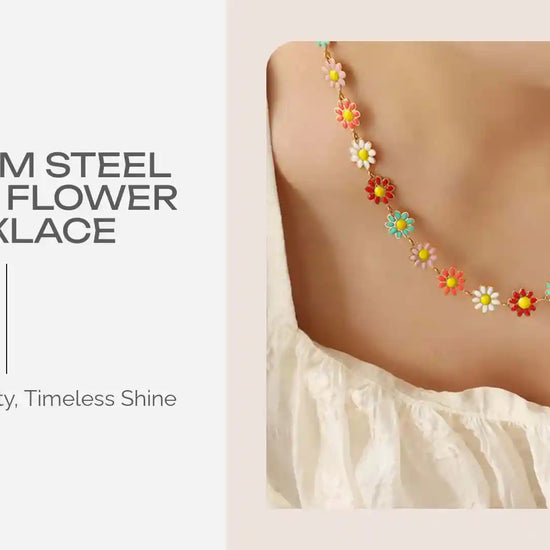 Titanium Steel Oil Drip Flower Necklace by@Outfy