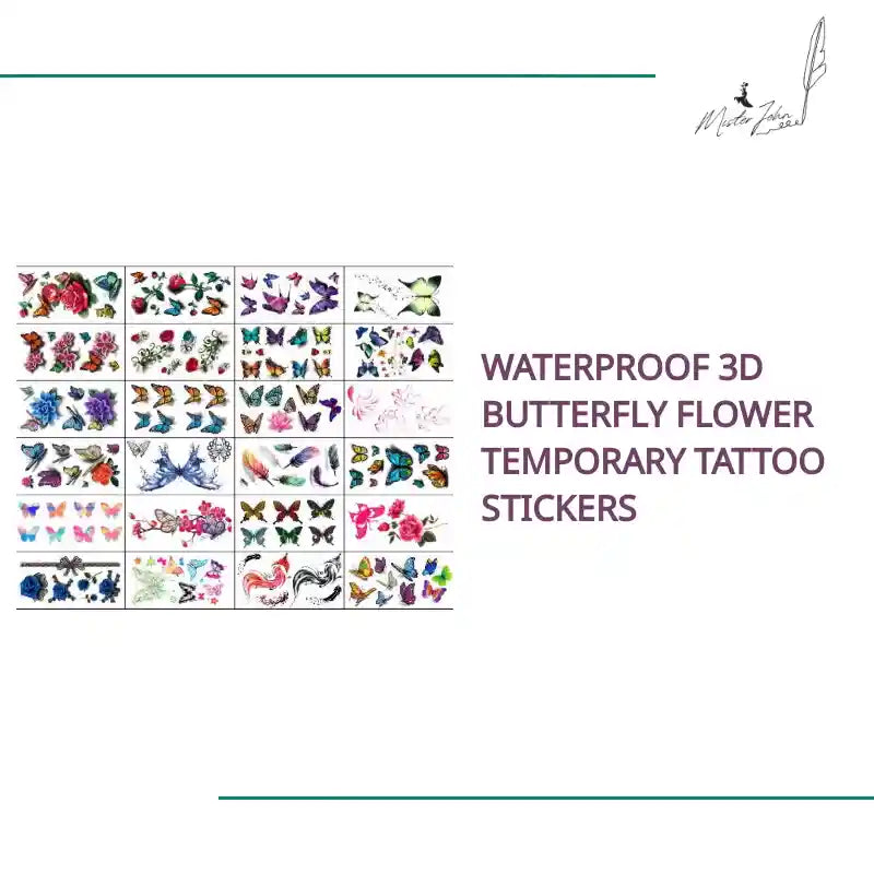 Waterproof 3D Butterfly Flower Temporary Tattoo Stickers by@Outfy