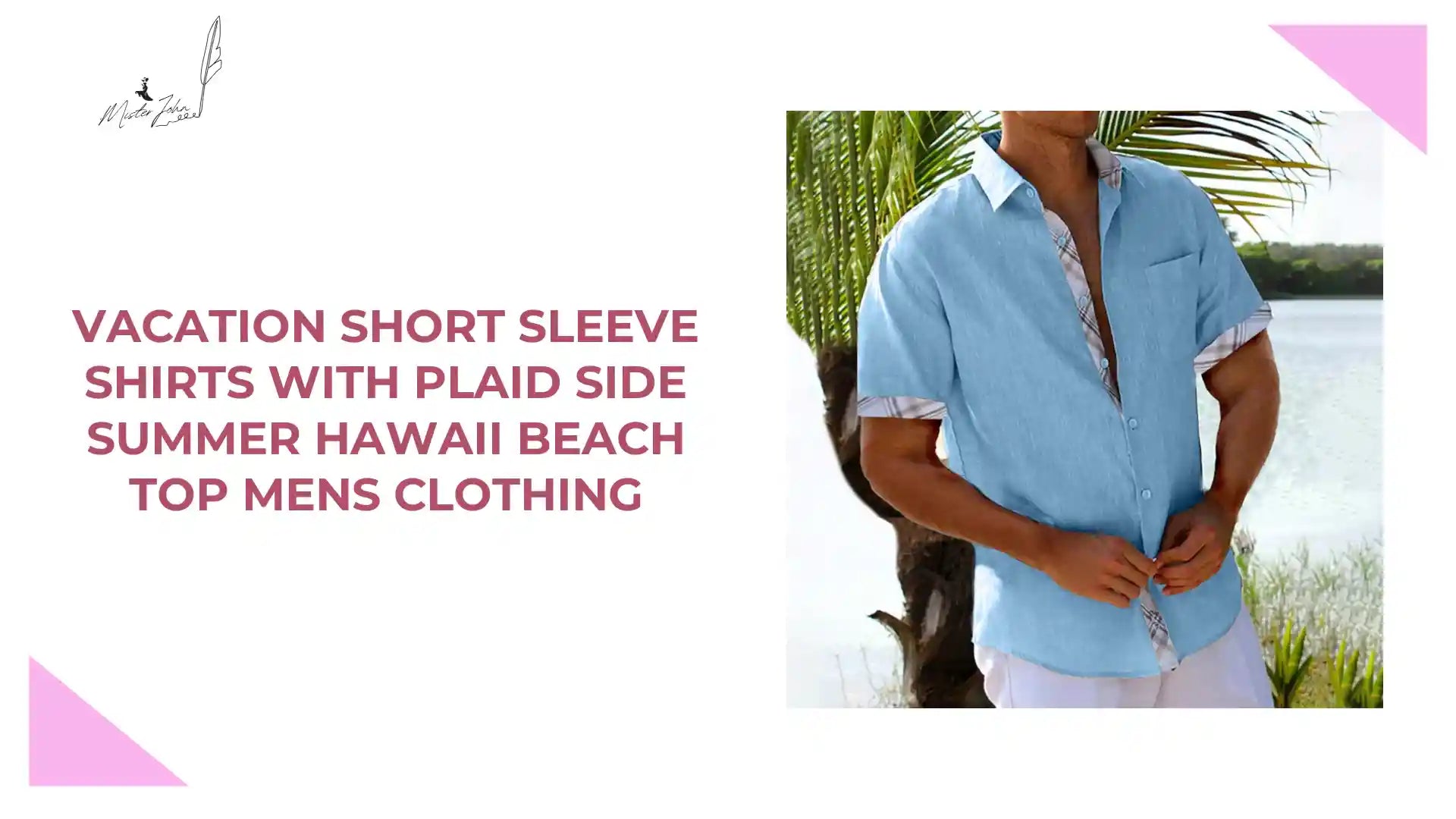 Vacation Short Sleeve Shirts With Plaid Side Summer Hawaii Beach Top Mens Clothing by@Outfy