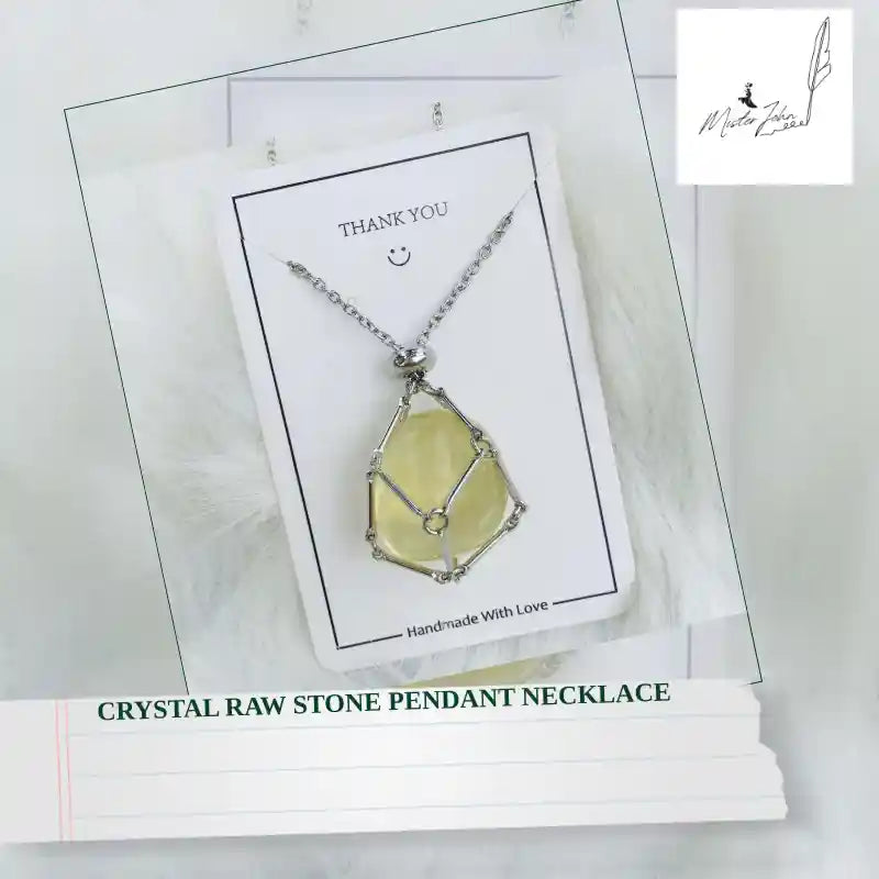 Crystal Raw Stone Pendant Necklace by@Outfy